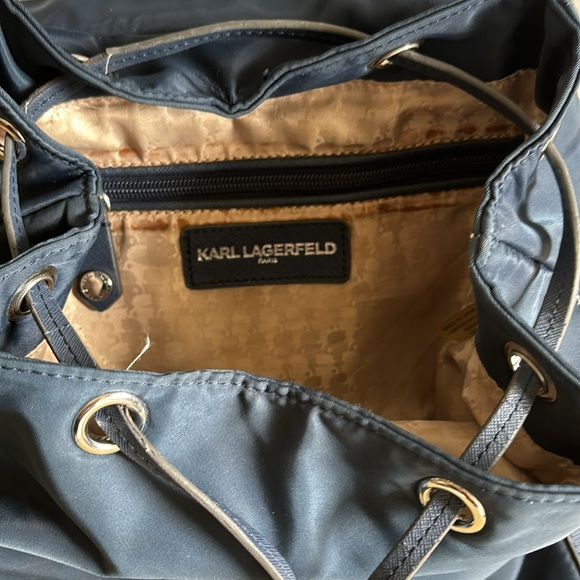 Karl Lagerfeld Nylon Drawstring Backpack Navy - Picture 7 of 7